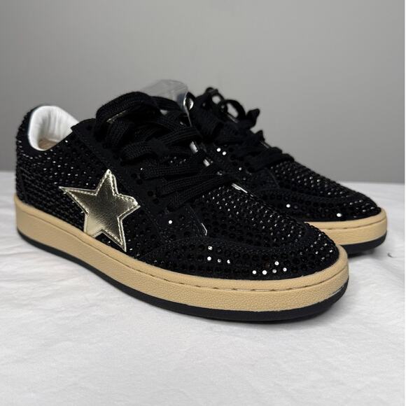 NIB | Vintage Havana Bravo Black Rhinestone Sneakers | Glam Star Sneakers - Picture 5 of 11